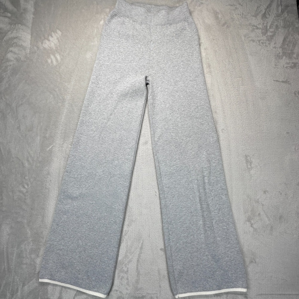 Hippie Rose Knit Pants Womens XS Heather Grey Wide Leg Rayon Casual Pull On